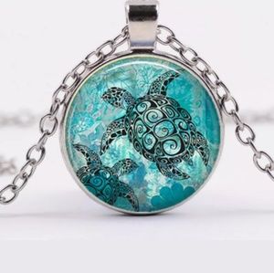 Sea turtle glass necklace